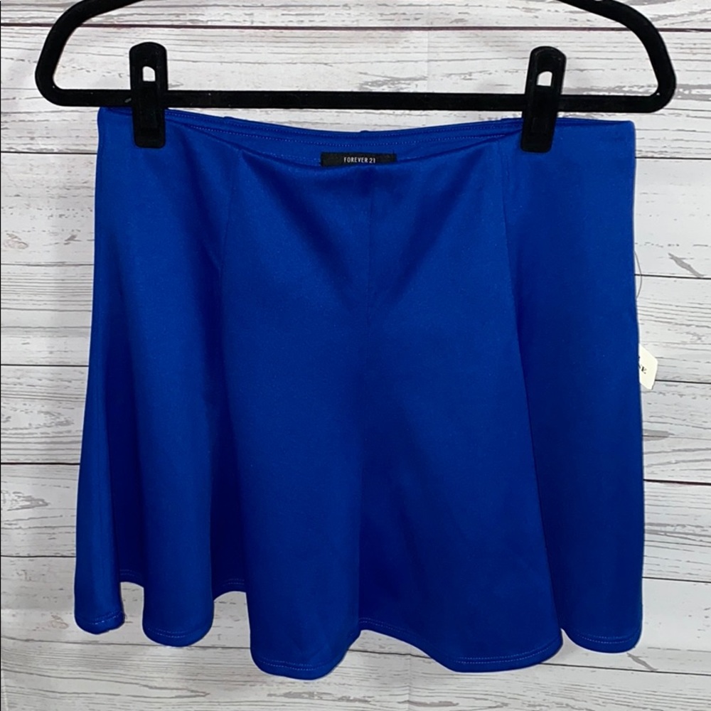 Forever 21 Royal Blue Stretchy Swing Skater Skirt Size Large Juniors NWT